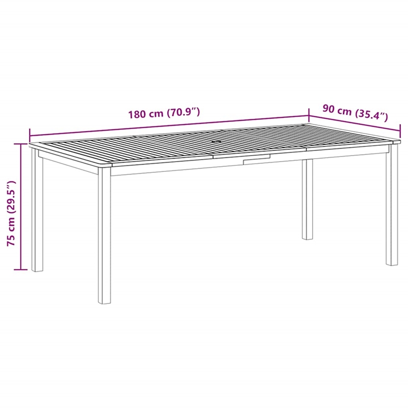 vidaXL Solid Acacia Wood Large Durable Dining Table in Natural Brown