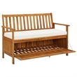 vidaXL Solid Acacia Wood Cushion Storage Bench in Natural wood