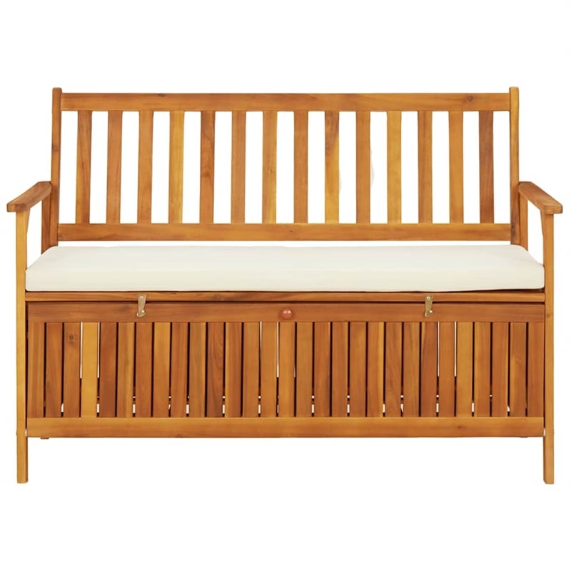 vidaXL Solid Acacia Wood Cushion Storage Bench in Natural wood