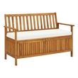 vidaXL Solid Acacia Wood Cushion Storage Bench in Natural wood