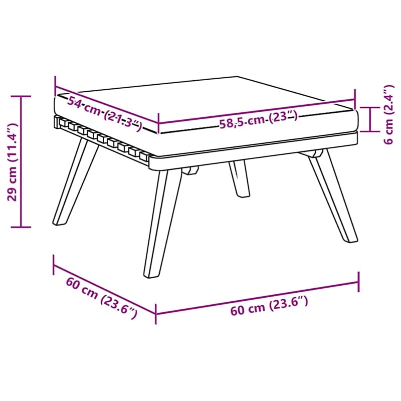 vidaXL Solid Acacia Wood Garden Footstool in Natural and Dark Grey