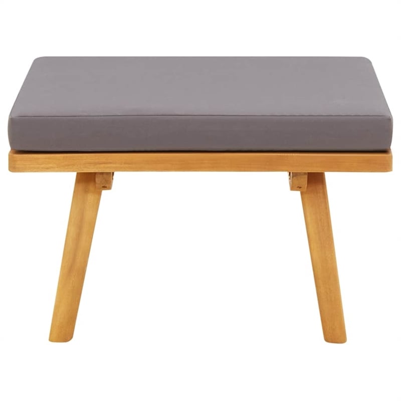 vidaXL Solid Acacia Wood Garden Footstool in Natural and Dark Grey