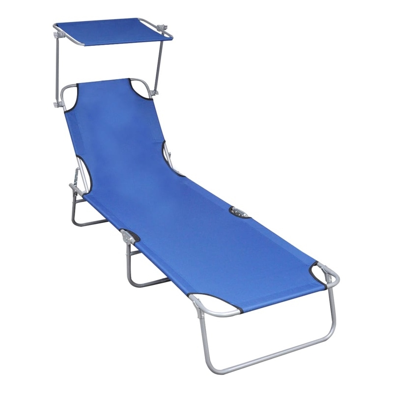 vidaXL Powder-Coated Aluminum Standard Foldable Sunlounger in Blue