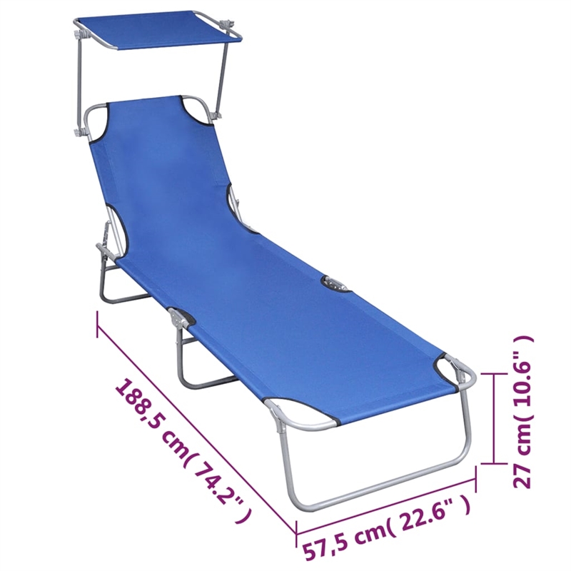 vidaXL Powder-Coated Aluminum Standard Foldable Sunlounger in Blue