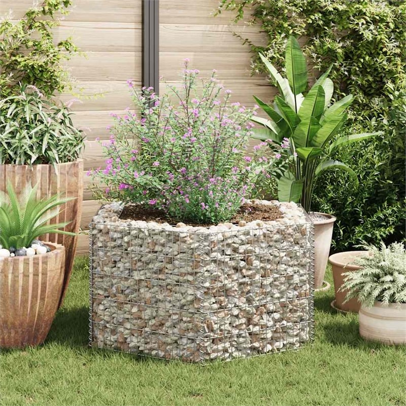 vidaXL Galvanized steel Heavy Weight Endurance Gabion Raised Bed in Silver