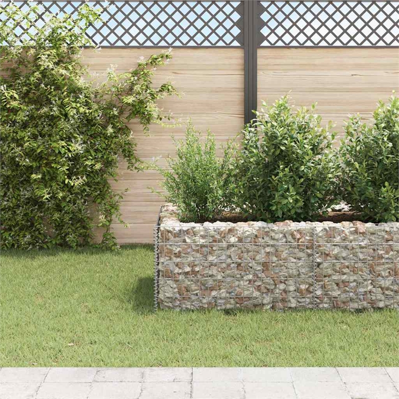 vidaXL Galvanized steel Large Gabion Raised Bed in Silver