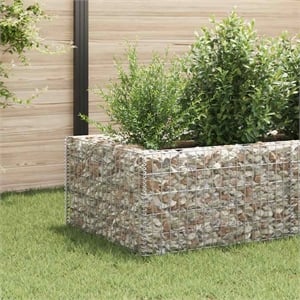 vidaXL Galvanized steel Large Gabion Raised Bed in Silver