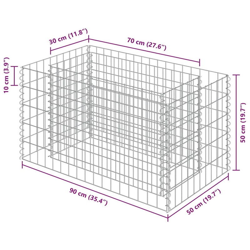 vidaXL Galvanized Steel Medium Durable Gabion Raised Bed in Silver