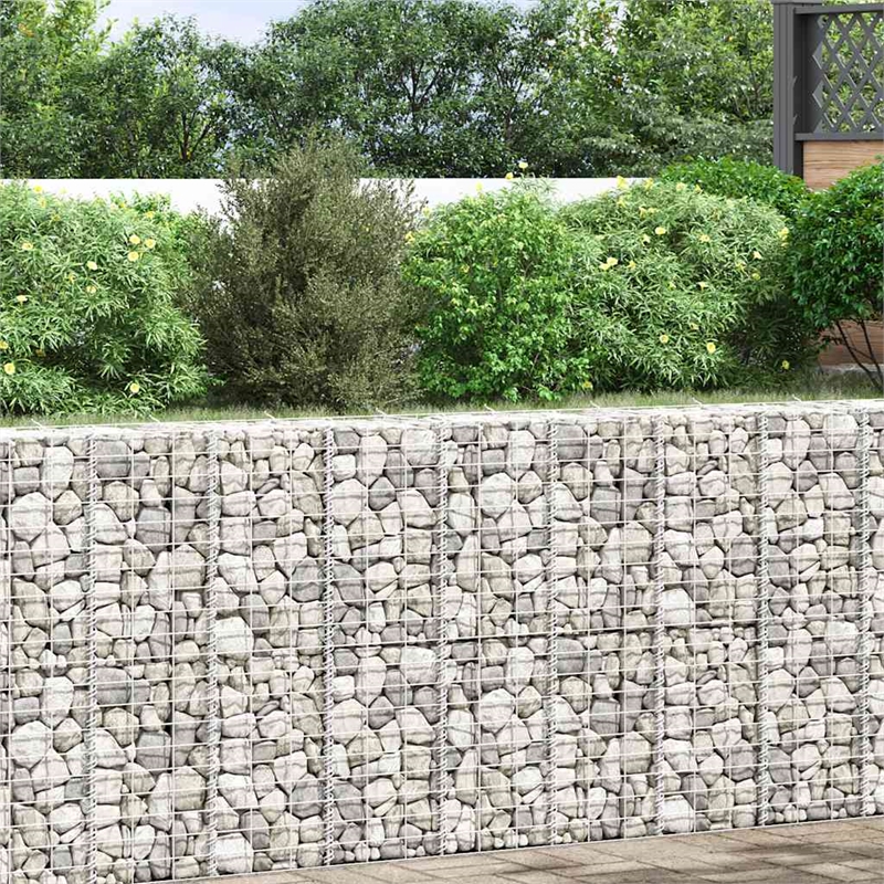 vidaXL Iron Medium Heavy Duty Gabion Raised Bed in Silver