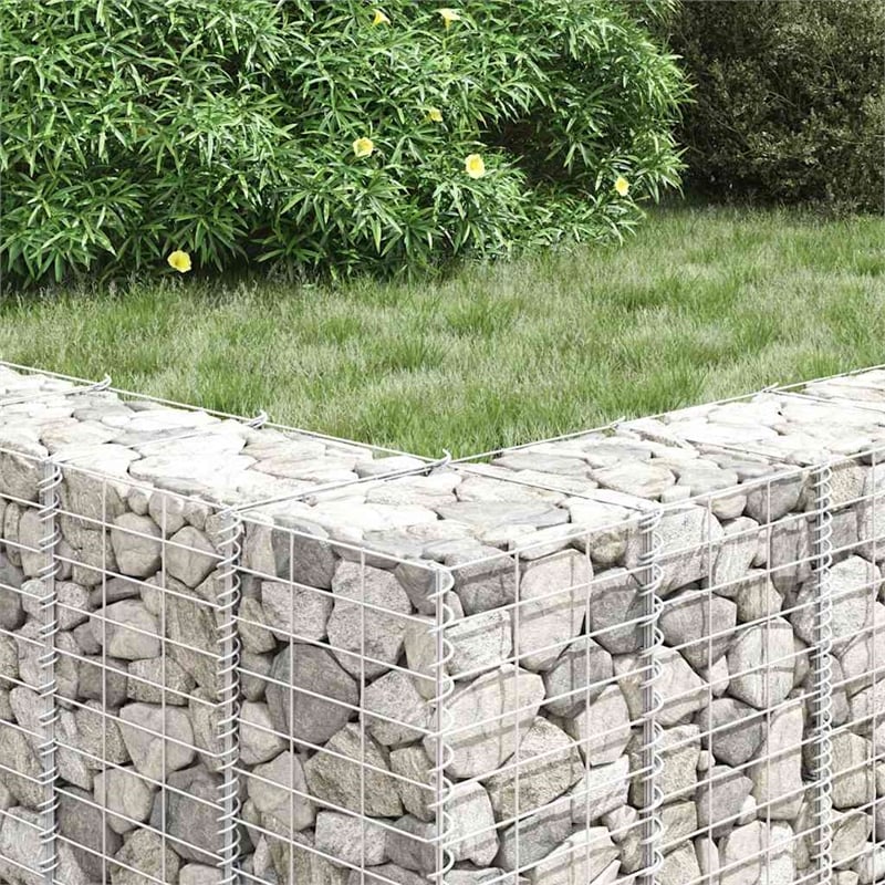 vidaXL Iron Medium Heavy Duty Gabion Raised Bed in Silver