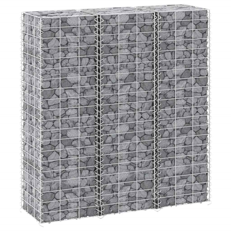 vidaXL Iron Medium Heavy Duty Gabion Raised Bed in Silver