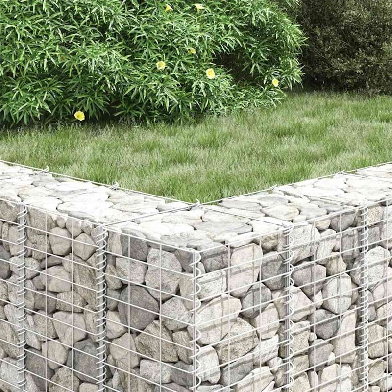 vidaXL Extra Tall Iron Gabion Raised Bed in Silver