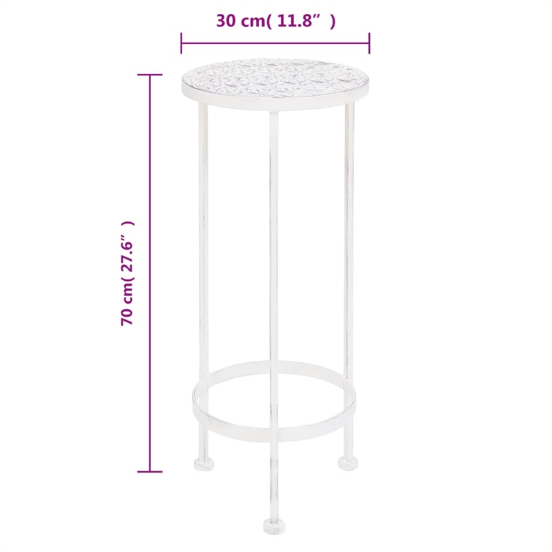 vidaXL Medium Stackable Plant Stand in Antique White Metal