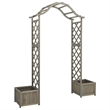 vidaXL Large Decorative Inlays Wooden Garden Arch in Grey Solid Firwood