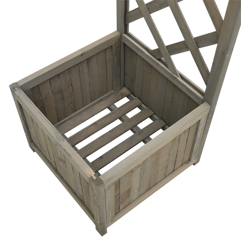 vidaXL Large Decorative Inlays Wooden Garden Arch in Grey Solid Firwood