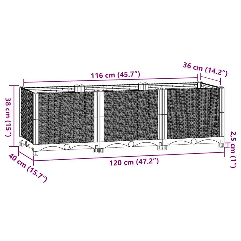 vidaXL Polypropylene Durable Raised Bed in Black
