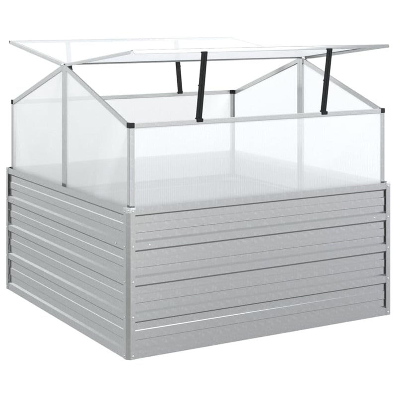 vidaXL Galvanized Steel Medium Durable Garden Raised Bed in Silver