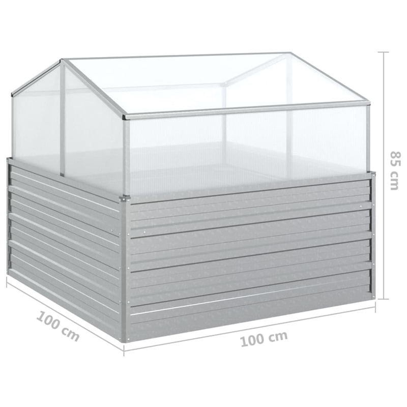 vidaXL Galvanized Steel Medium Durable Garden Raised Bed in Silver