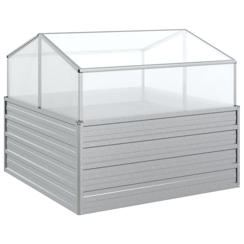 vidaXL Galvanized Steel Medium Durable Garden Raised Bed in Silver