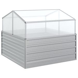 vidaXL Galvanized Steel Medium Durable Garden Raised Bed in Silver