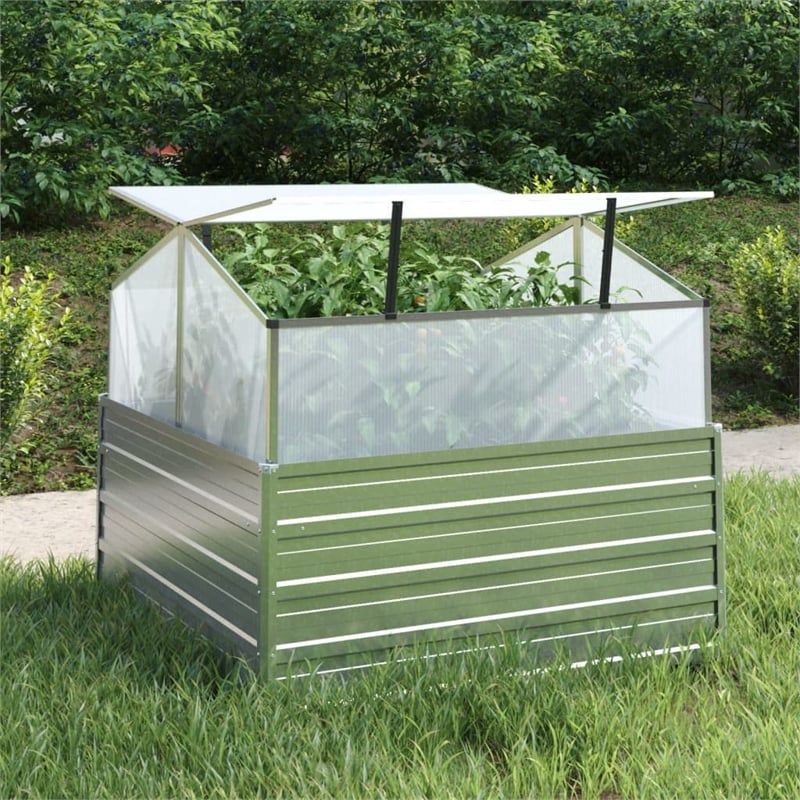 vidaXL Galvanized Steel Medium Durable Garden Raised Bed in Silver