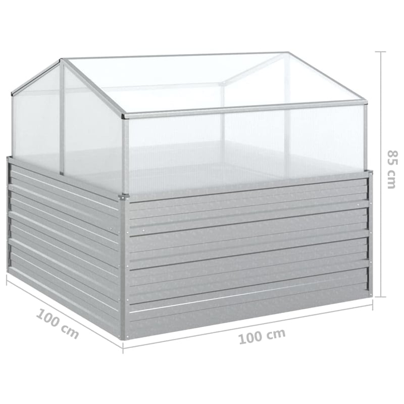 vidaXL Galvanized Steel Medium Durable Garden Raised Bed in Silver