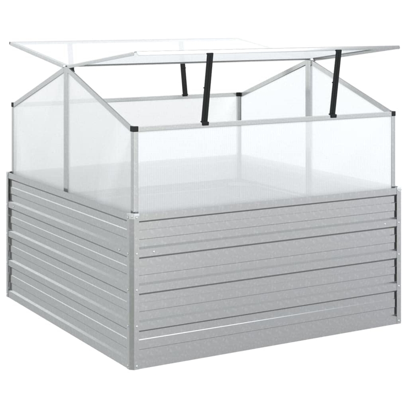 vidaXL Galvanized Steel Medium Durable Garden Raised Bed in Silver