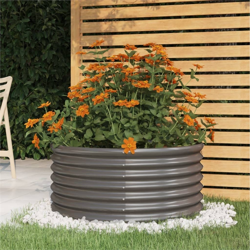 vidaXL Powder-coated steel Large Garden Planter in Grey