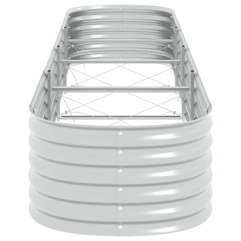 vidaXL Galvanized Steel Large Durable Garden Raised Bed in Silver