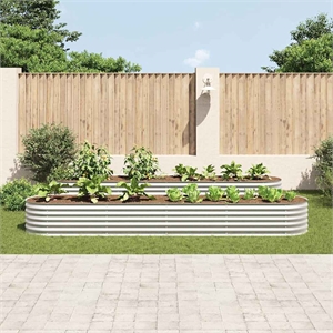 vidaXL Galvanized Steel Large Durable Garden Raised Bed in Silver