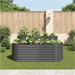 vidaXL Galvanized Steel Large Durable Garden Raised Bed in Gray