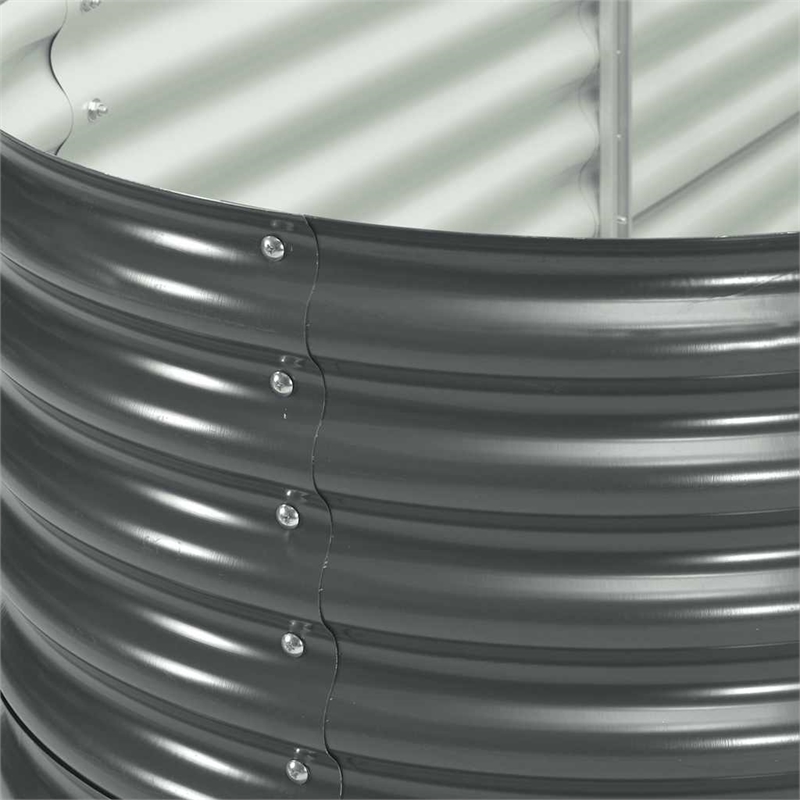 vidaXL Galvanized Steel Large Durable Garden Raised Bed in Gray