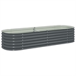 vidaXL Galvanized Steel Large Durable Garden Raised Bed in Gray