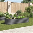 vidaXL Galvanized Steel Large Durable Garden Raised Bed in Gray