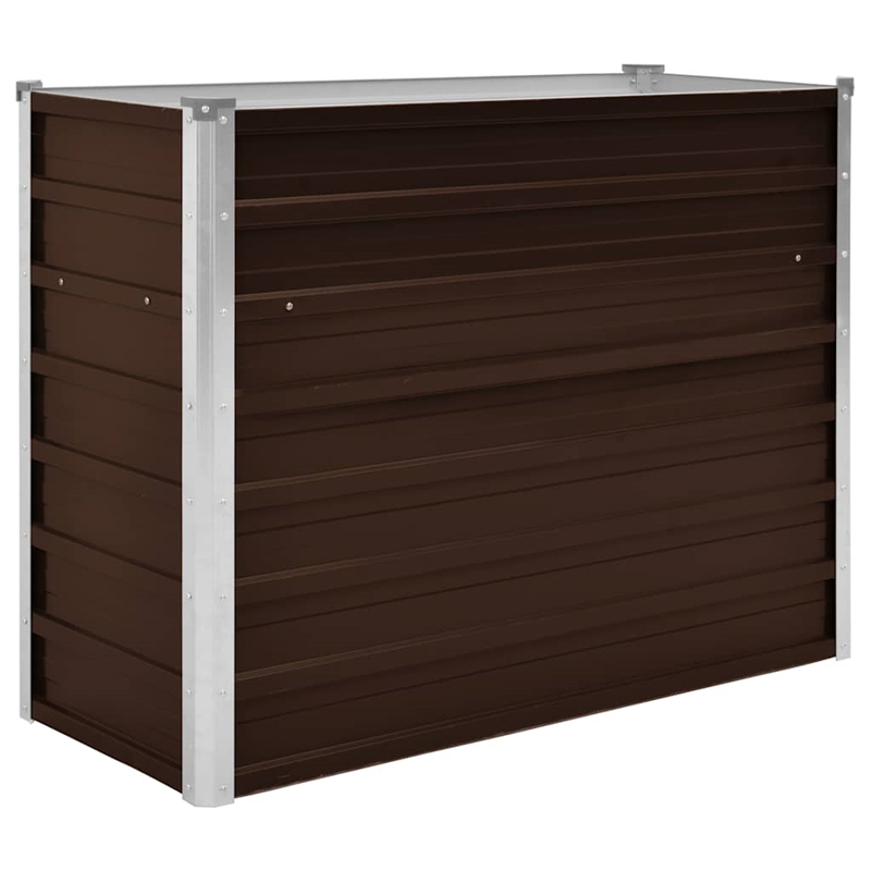 vidaXL Study Galvanized Steel Raised Bed in Brown