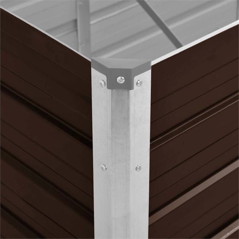 vidaXL Study Galvanized Steel Raised Bed in Brown