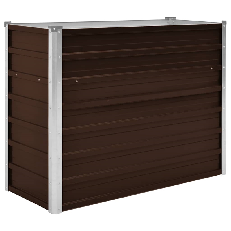 vidaXL Study Galvanized Steel Raised Bed in Brown
