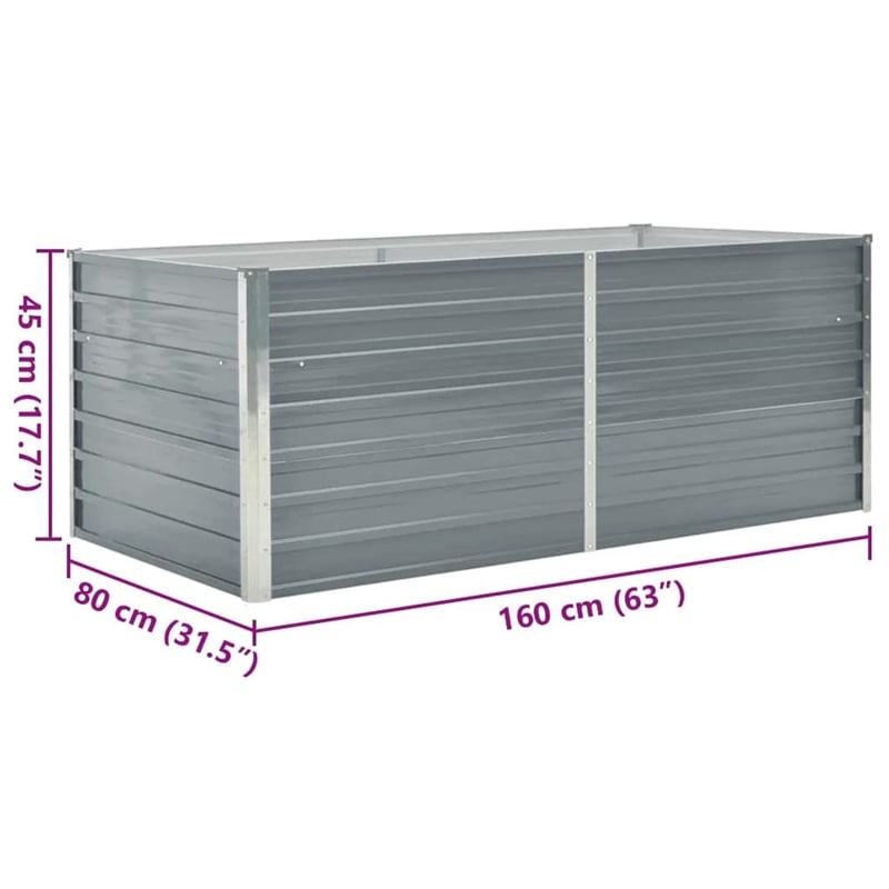 vidaXL Galvanized Steel Raised Garden Bed in Grey