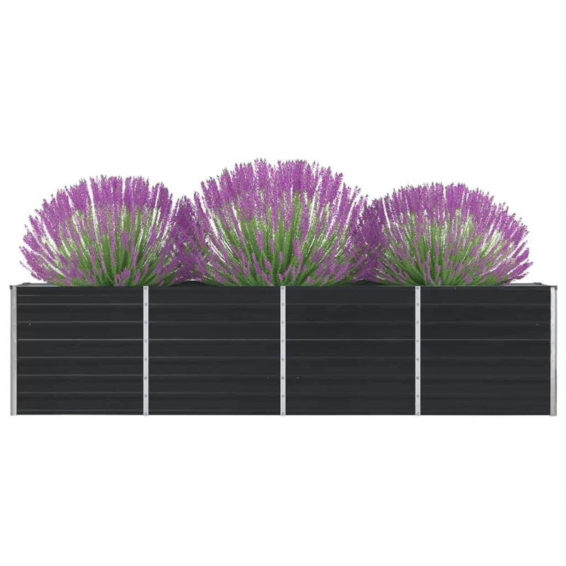 vidaXL Galvanized Steel Large Rectangular Raised Garden Bed in Anthracite