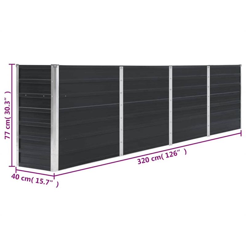 vidaXL Galvanized Steel Large Rectangular Raised Garden Bed in Anthracite