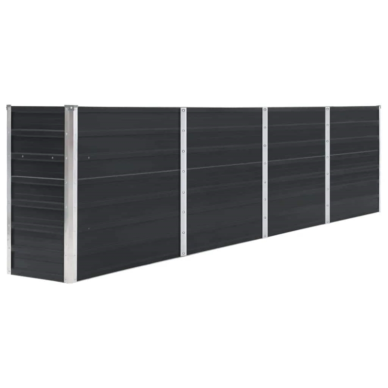 vidaXL Galvanized Steel Large Rectangular Raised Garden Bed in Anthracite