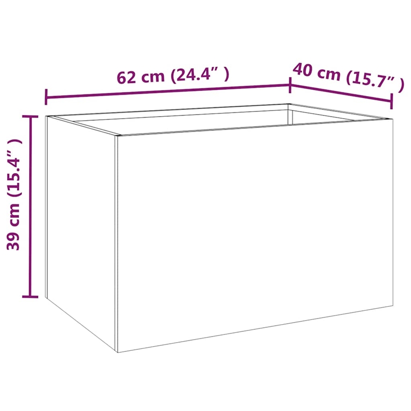 vidaXL Rectangular Rusty Corten Steel Medium Durable Planter in Brown