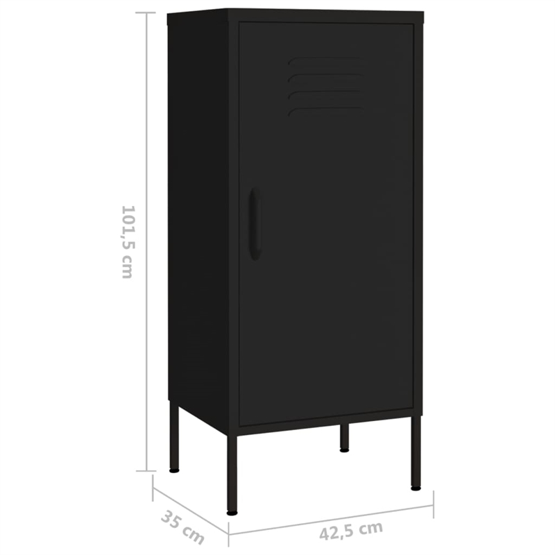 vidaXL Steel Medium Rectangular Storage Cabinet in Black
