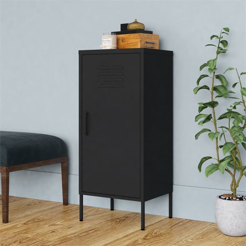 vidaXL Steel Medium Rectangular Storage Cabinet in Black