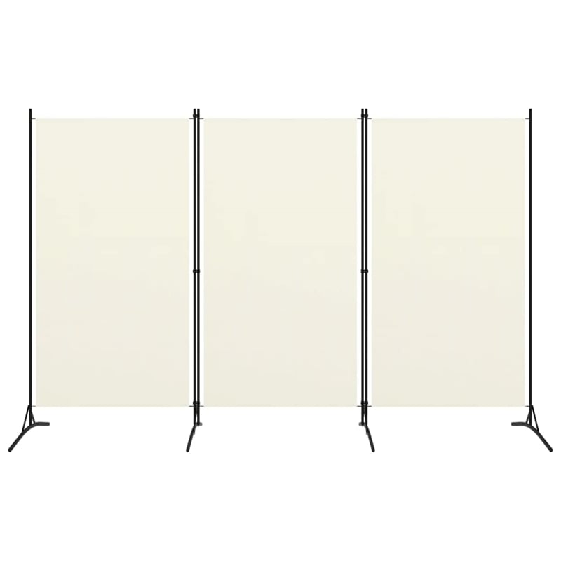 vidaXL 3-Panel Room Divider in White Fabric