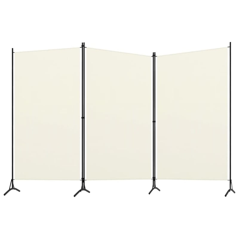 vidaXL 3-Panel Room Divider in White Fabric