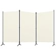 vidaXL 3-Panel Room Divider in White Fabric