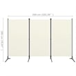 vidaXL 3-Panel Room Divider in White Fabric
