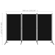 vidaXL 3-Panel Room Divider in Black Fabric
