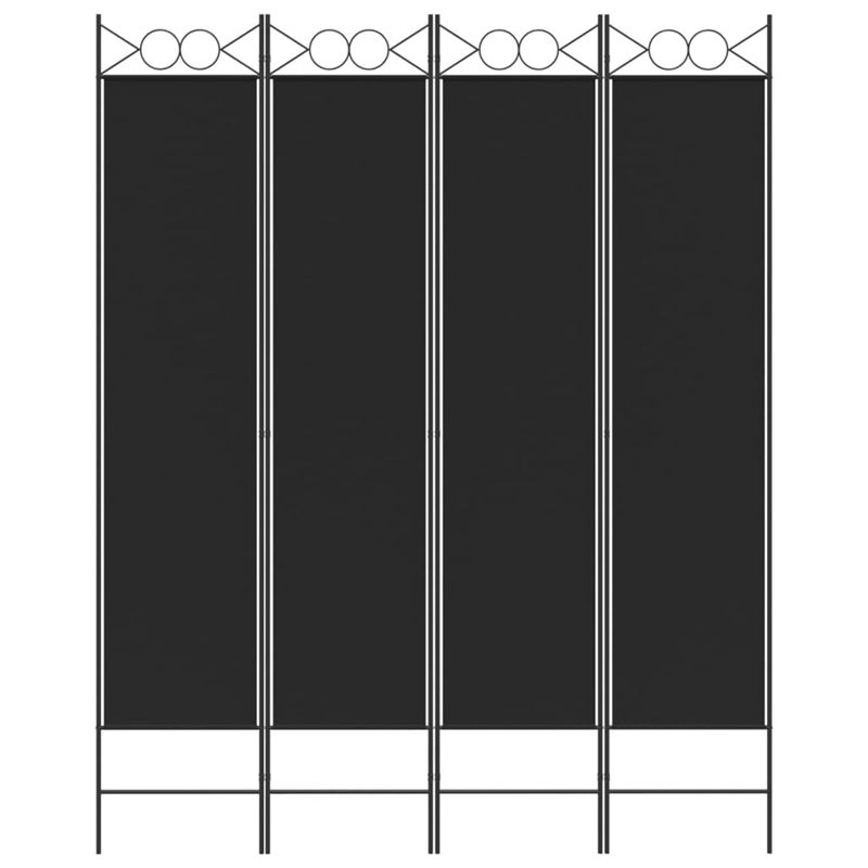 vidaXL 4-Panel Room Divider in Black Fabric